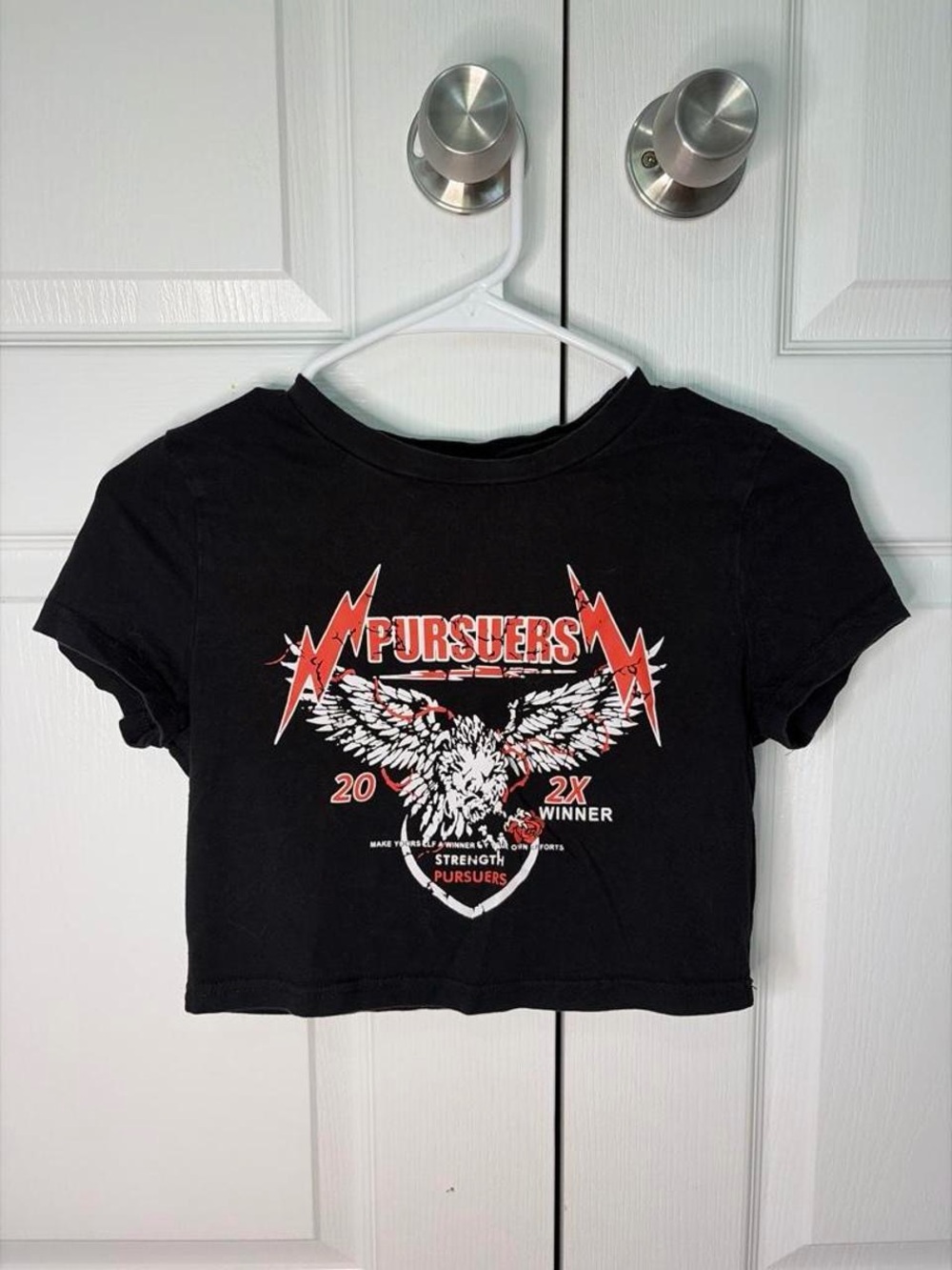Black 'Pursuers' Graphic Crop Tee for Kids